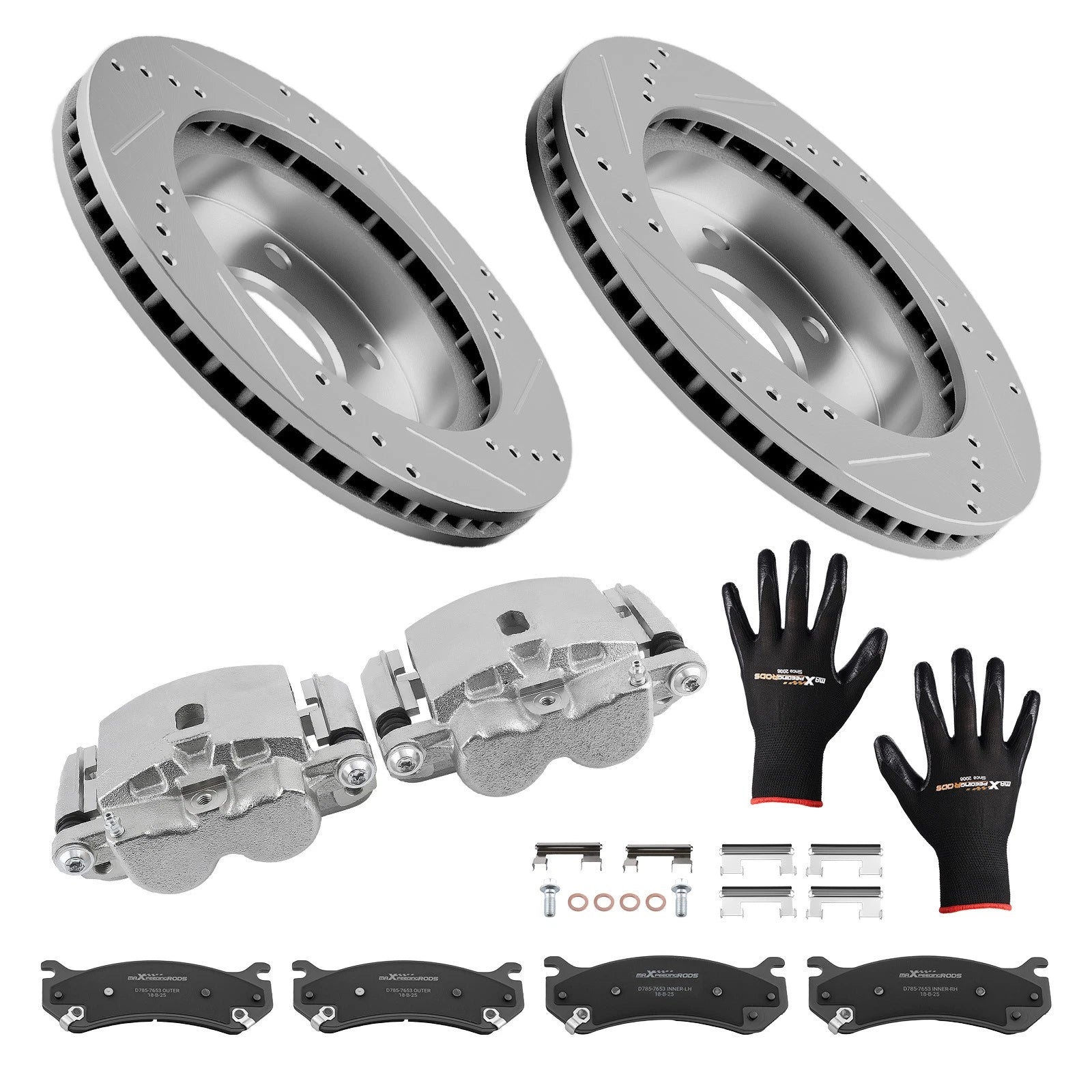 Front Drilled Rotors Brake Calipers Pads Kit for Chevrolet Astro Avalanche (2001–2005)