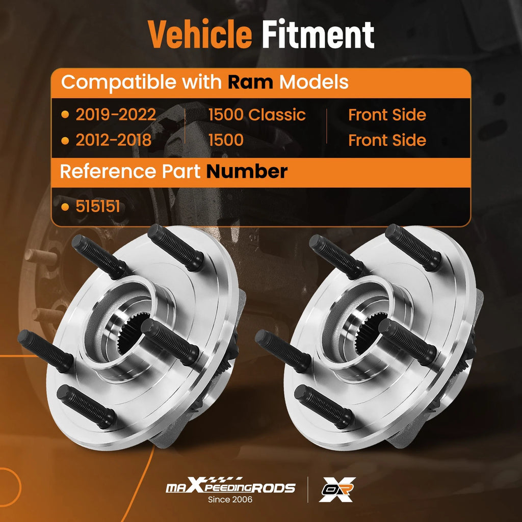 Front LH RH Wheel Bearing Hub for Ram 1500 (2012–2018) 515151 4779829AD 5154171AA