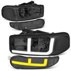 LED DRL Headlights for GMC Sierra Yukon Denali (2001–2007) - Smoked