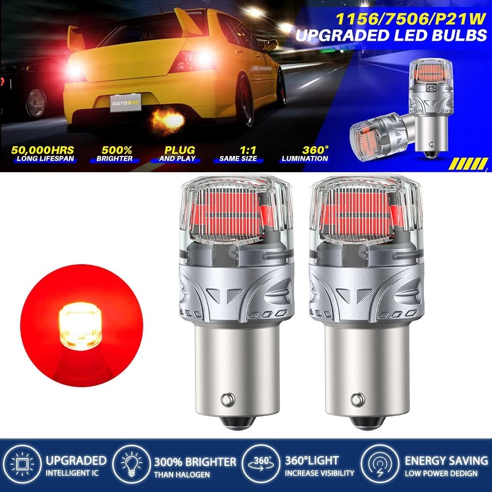 2X 1156 7506 P21W Red LED Brake Stop Tail Light Bulb for BMW Audi