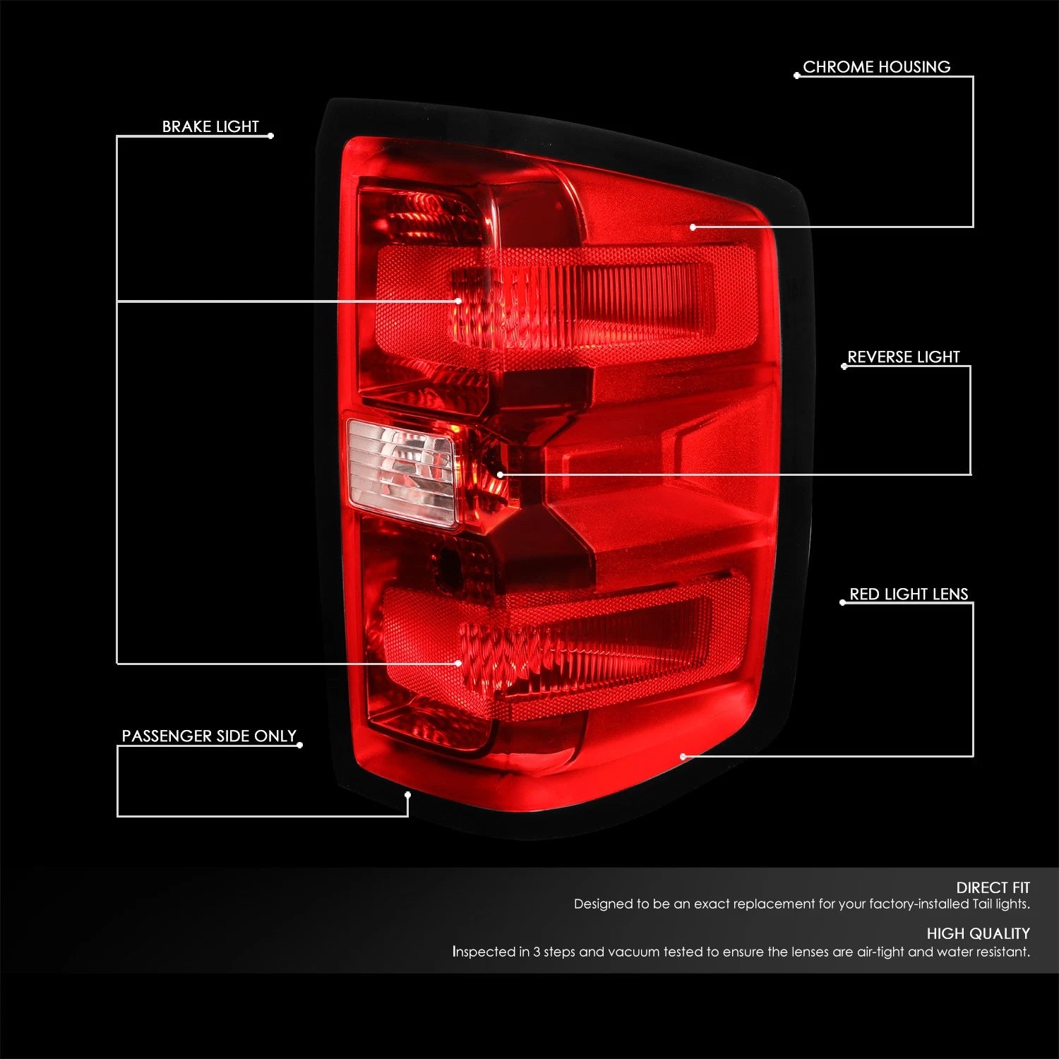 Right Passenger Tail Light Brake Lamp for Silverado Sierra 1500 3500HD (2014–2019)