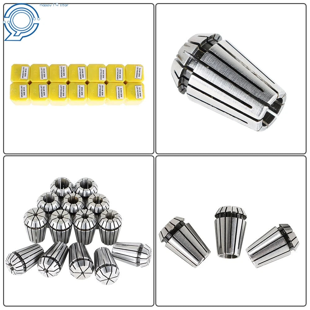14Pcs ER20 Spring Collet Set 1/16"-1/2" for CNC Machines