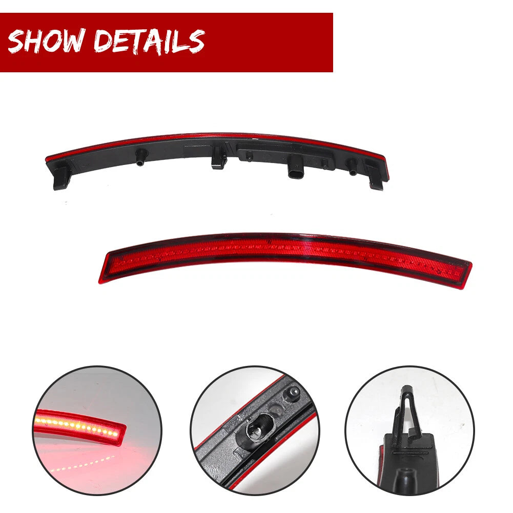 2X Red Lens LED Rear Bumper Side Marker Lights for Chevy Corvette C7 (2014–2019)