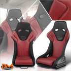 2Pcs Racing Bucket Seats for Universal Fit (Fixed Back, Red)