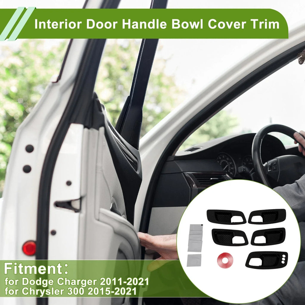 Interior Door Handle Bowl Cover Trim for Dodge Charger (2011-2021) 5 x ABS