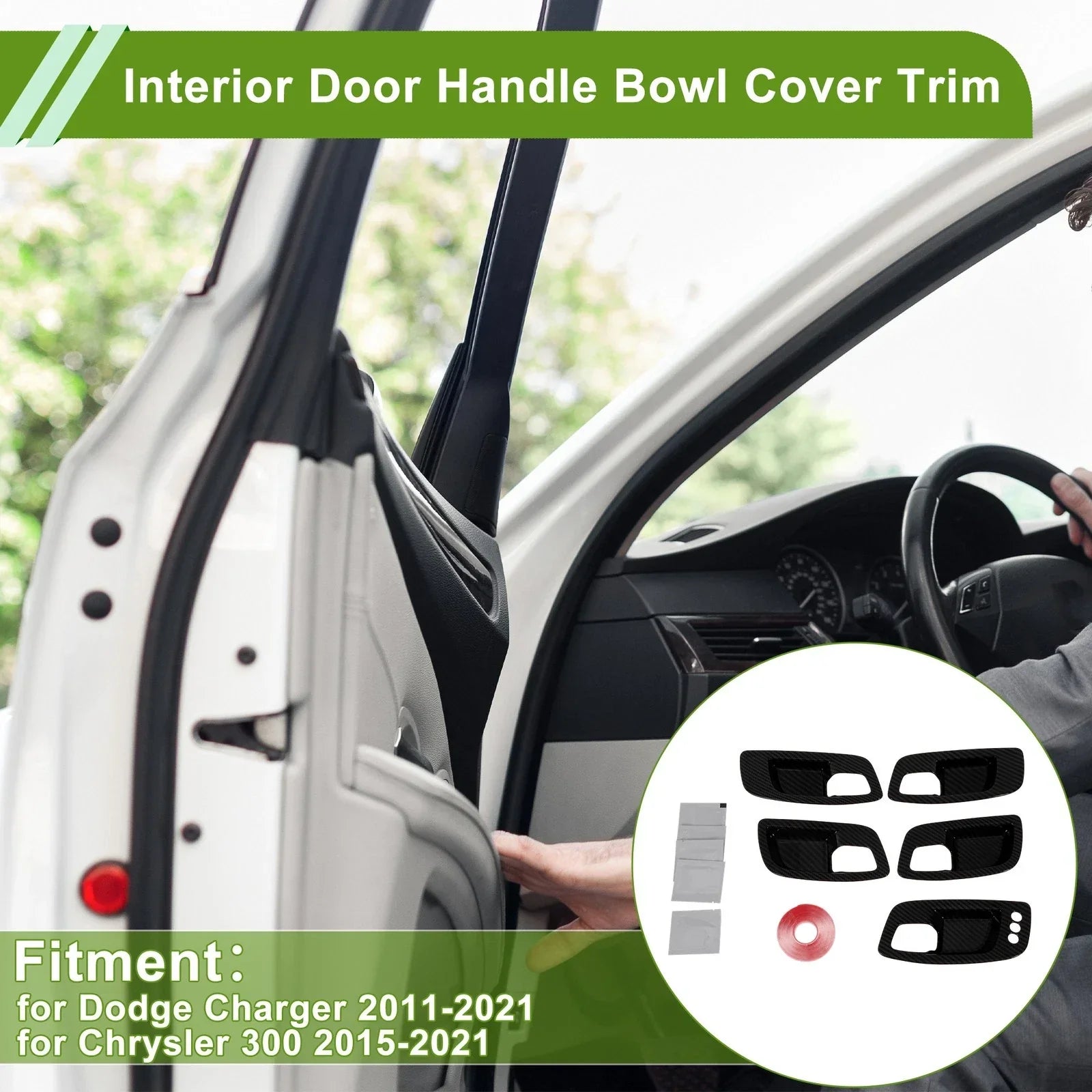 Interior Door Handle Bowl Cover Trim for Dodge Charger (2011-2021) 5 x ABS