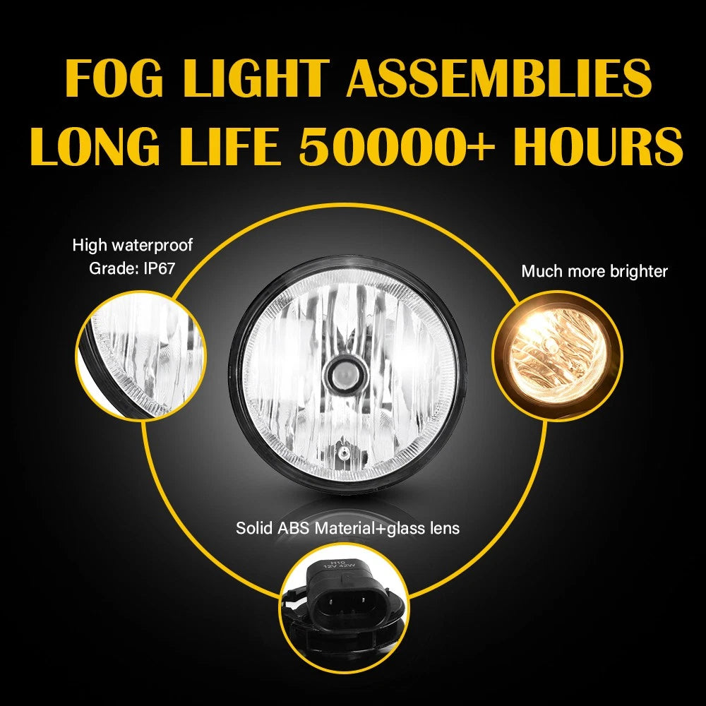 Pair Bumper Fog Light Lamps with Bulbs for Tundra Tacoma (2005–2013)