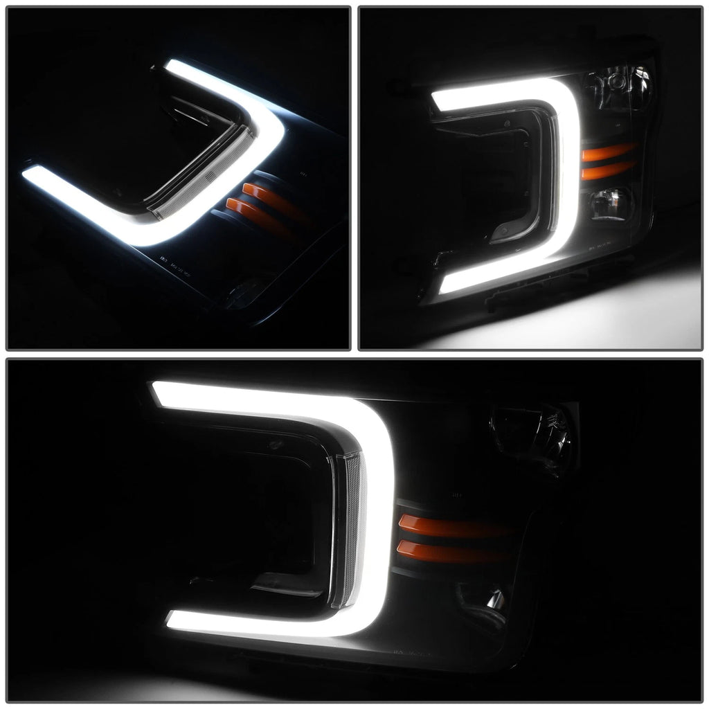 LED DRL Headlights for Ford F150 (2018–2020) - Black/Clear, Sequential Signal