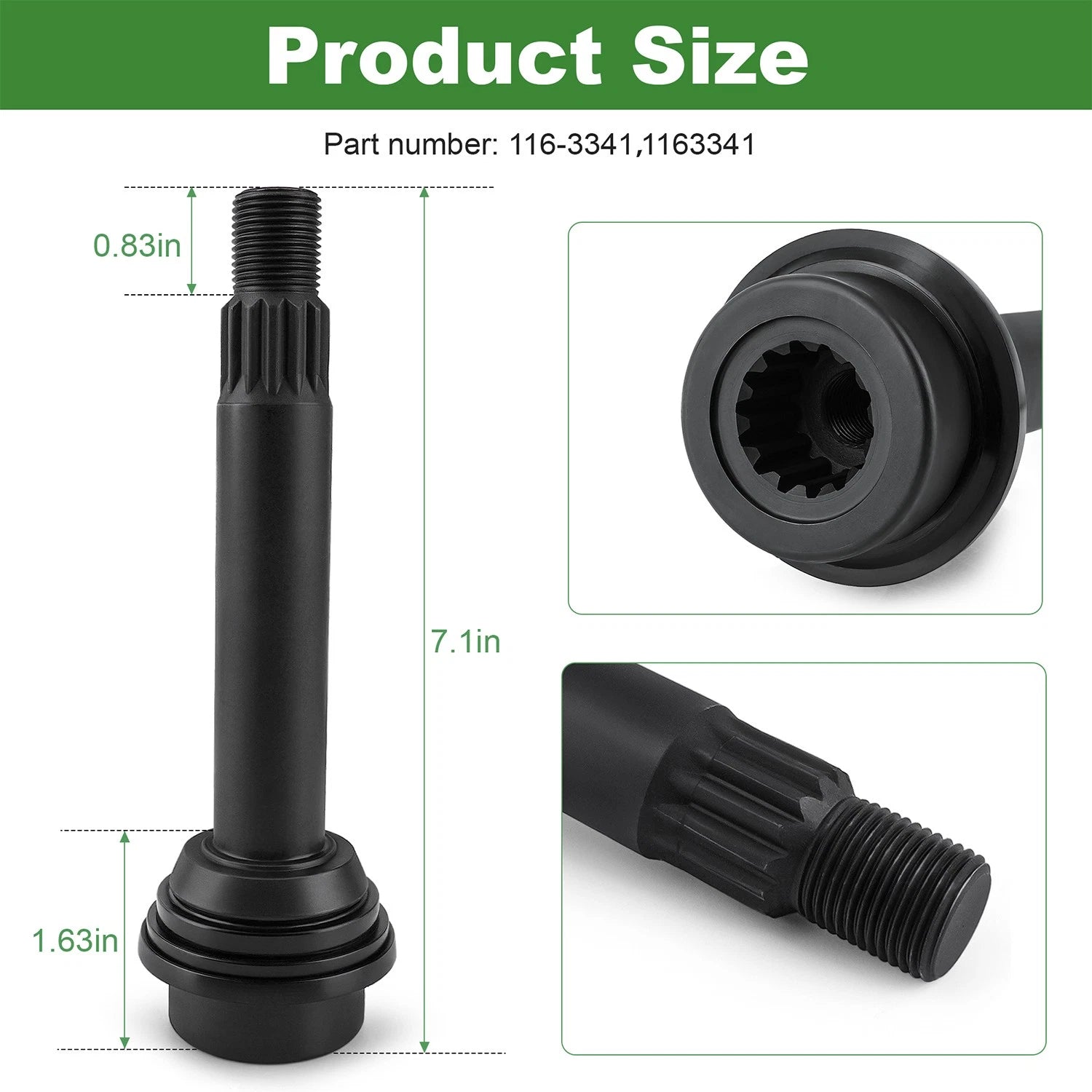 Spindle Shaft and Seal for Exmark Lazer Z Radius (2000–2023) 116-3341