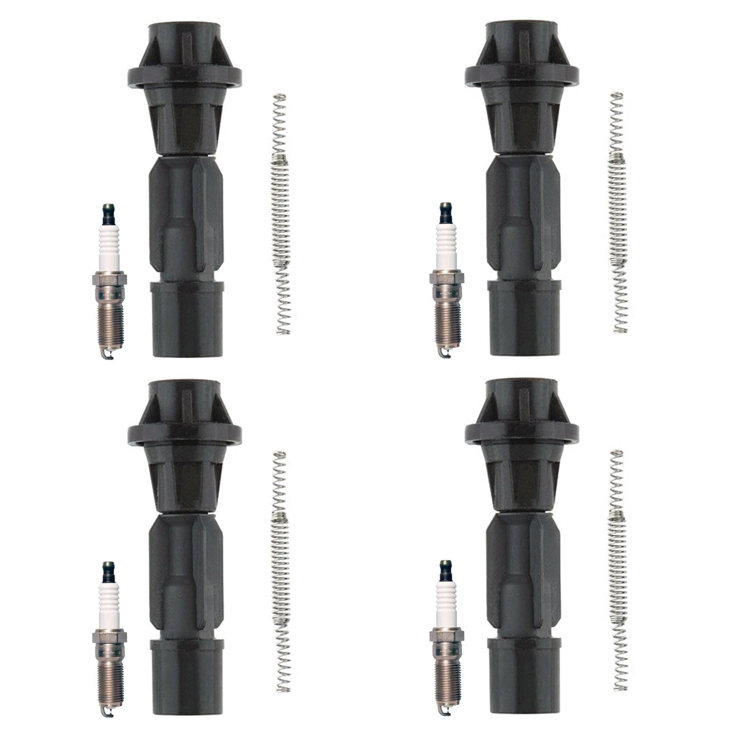 Set of 4 Denso Iridium TT Spark Plugs & Coil Boots for Mazda 3 6 CX-7 MX-5