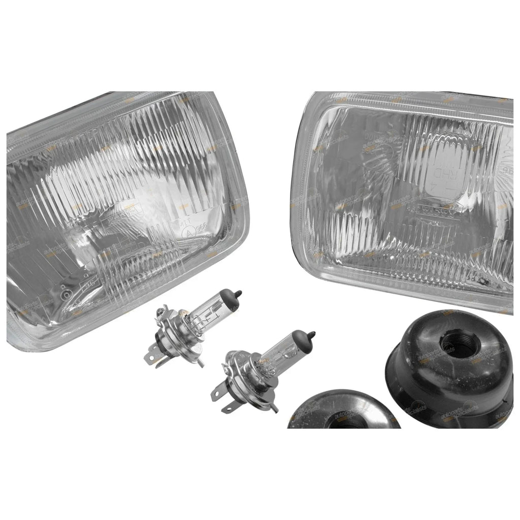 2x LH+RH Headlights with Globe for Nissan Navara/Holden Rodeo (1981 - 1997)
