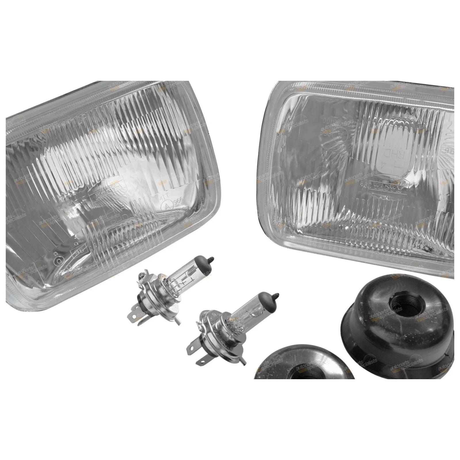 2x LH+RH Headlights with Globe for Nissan Navara/Holden Rodeo (1981 - 1997)