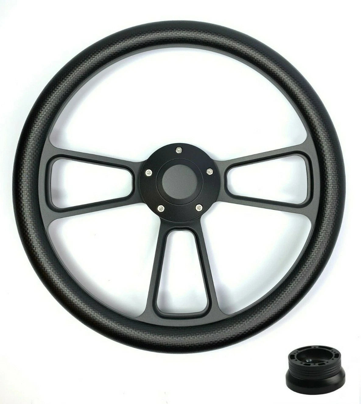 14 Inch Black Steering Wheel Carbon Fiber Wrap for Automotive (Universal)