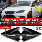 Set of 2 Gloss Black Side Mirror Cover Caps for Seat Leon (2012–2019)