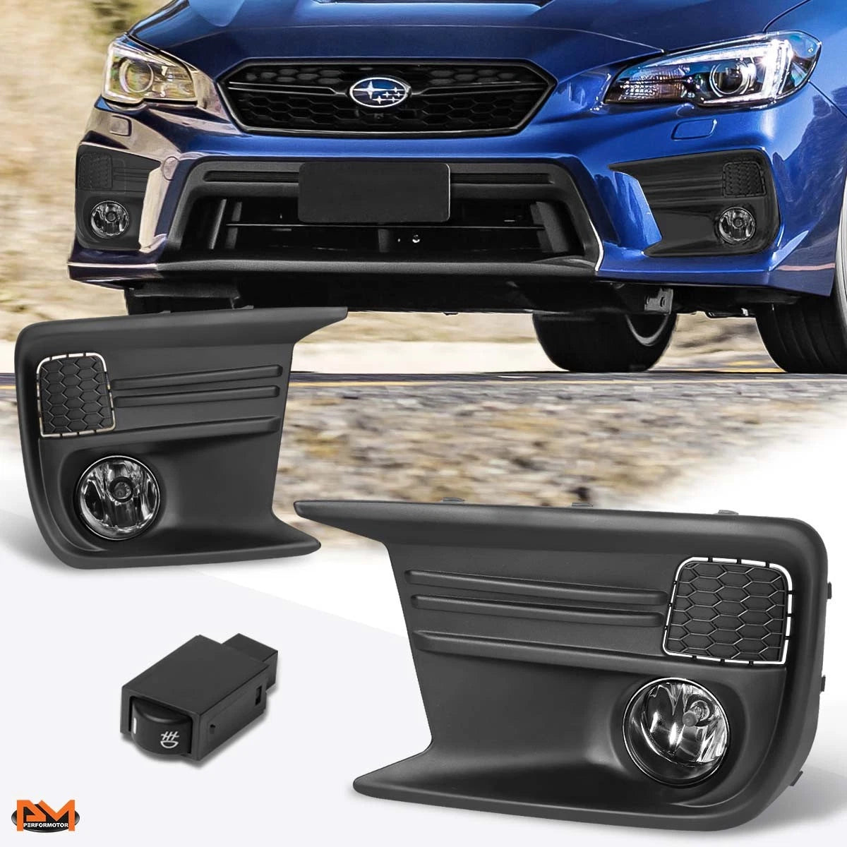 Fog Light Set for Subaru WRX (2018–2019) - Clear Lens, Bezel, Wiring, Switch