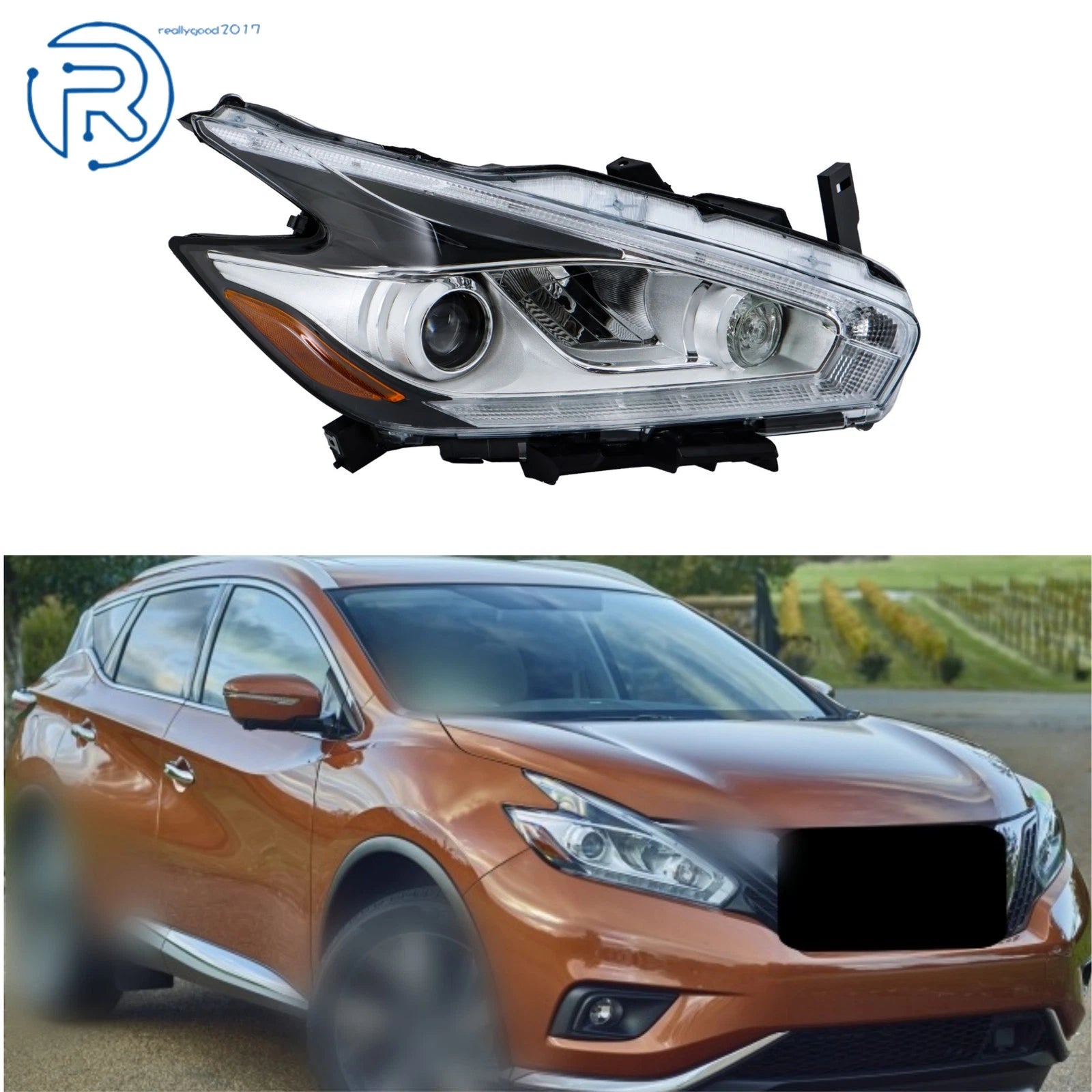 LED Projector Headlight for Nissan Murano (2015–2018) Chrome