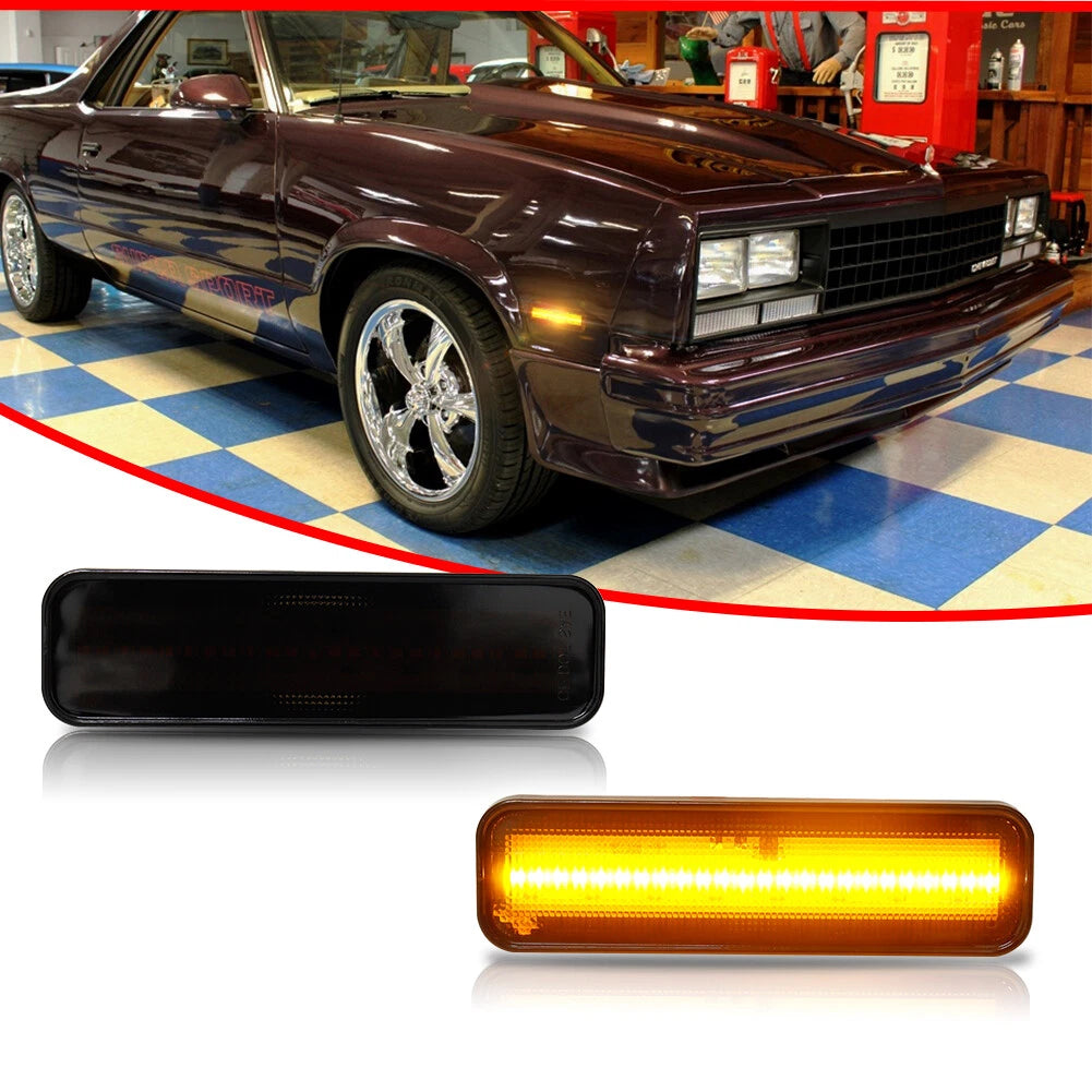Smoked Amber LED Front Bumper Side Marker Lights for El Camino & Caballero (1982–1987)