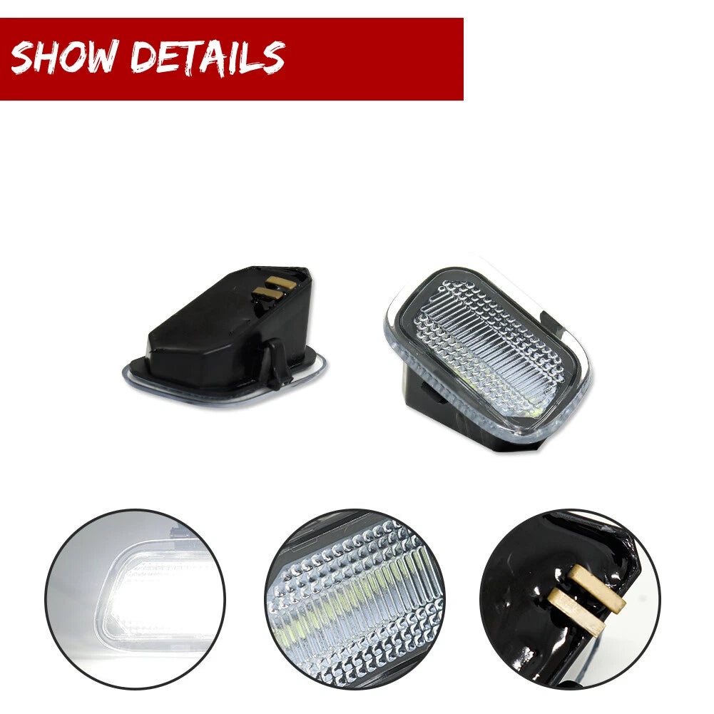 2X White LED Side Mirror Puddle Lights for F-150 F250 F350 F450 (2017–2022)