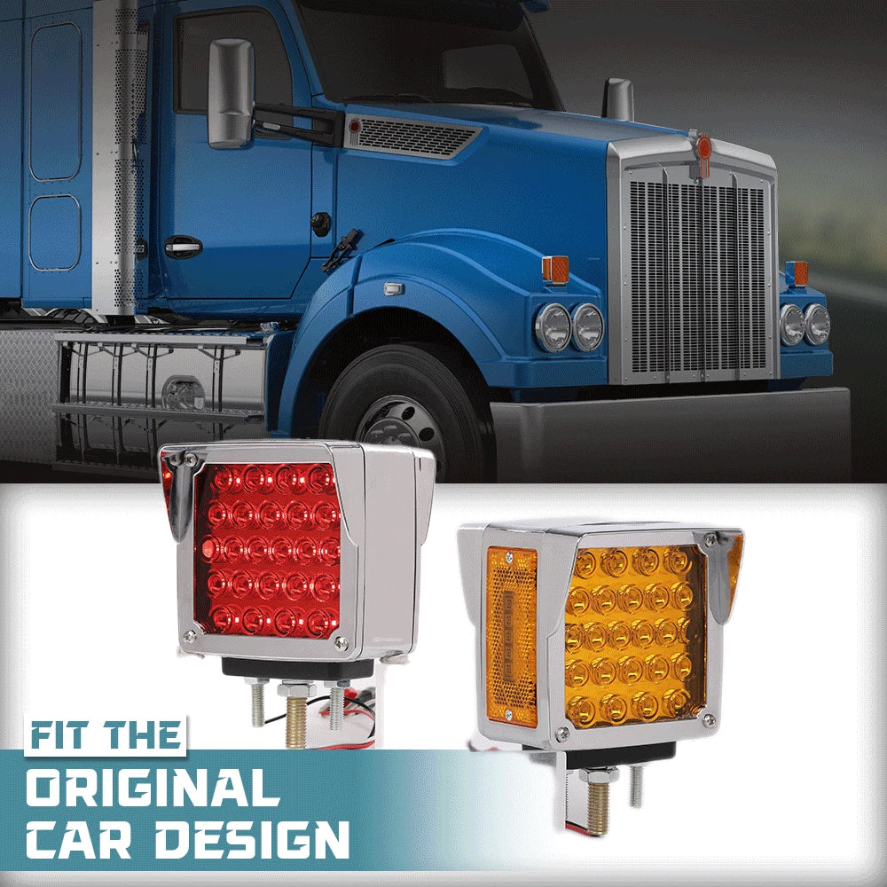 Set of 2 LED Pedestal Fender Lights for Truck (Red/Amber)