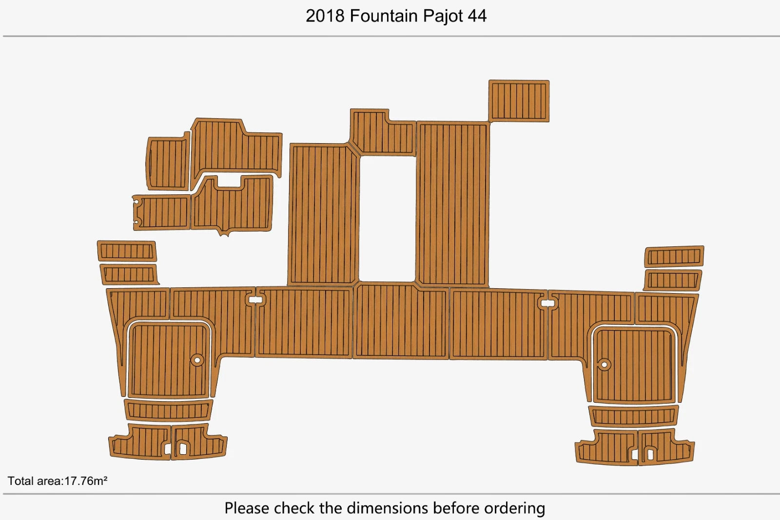 EVA Pads for Fountain Pajot 44 (2018) - Swim Platform Cockpit Foam Teak Deck