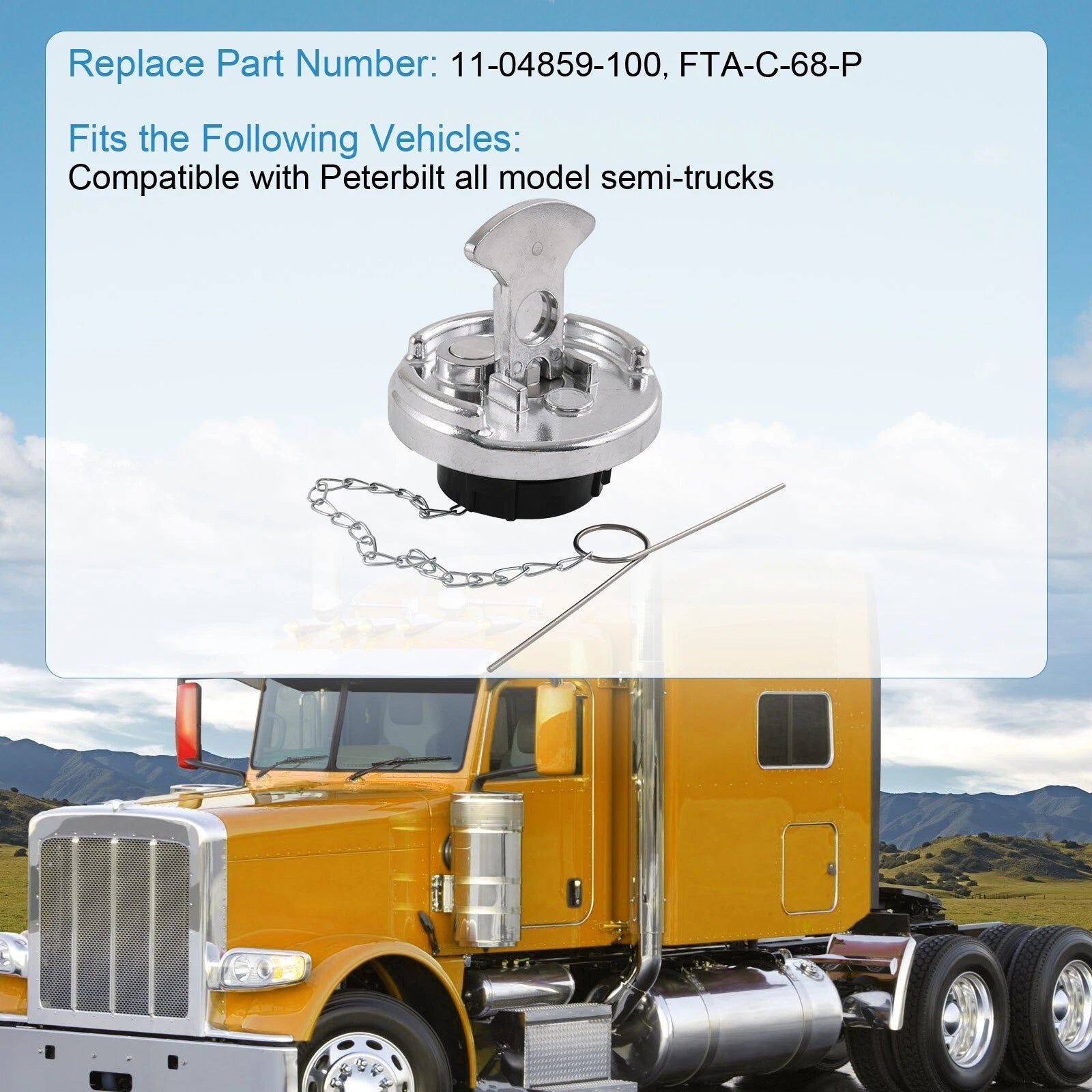 Locking Diesel Fuel Cap for Peterbilt (2011-2019)