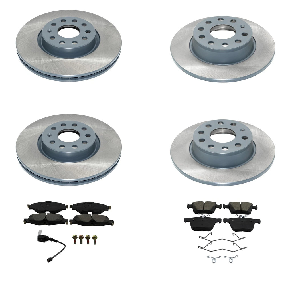 DuraGo Front Rear Rotors & Bosch QuietCast Brake Pads Kit for A3 Quattro (2015–2020)