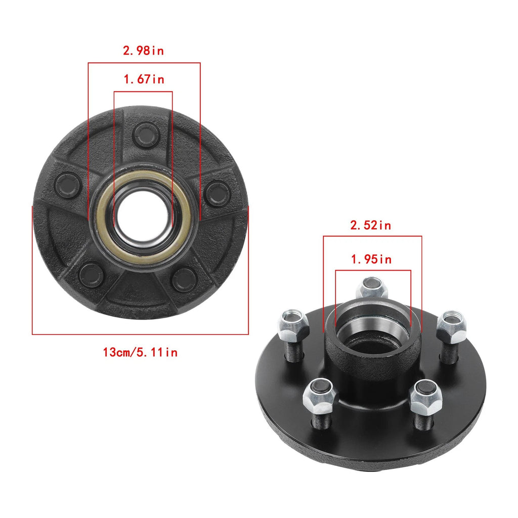 Set of 2 Pre-Assembled 5-Lug Trailer Wheel Hubs for 3 (Year Range)