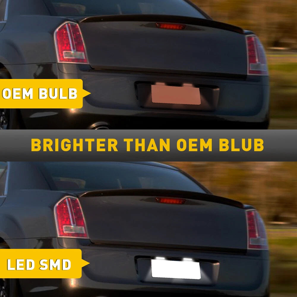Set of 2 White LED License Plate Lights for Chrysler 300 300C (2005–2014)