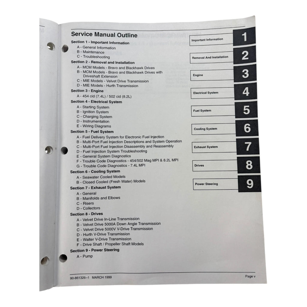 Service Manual #23 for Mercury MerCruiser GM V8 454/502 cid (90-861326--1)