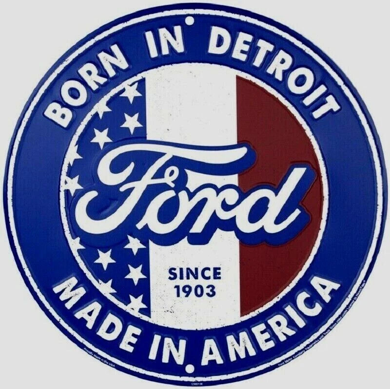 Embossed Metal Novelty Round Sign for Ford