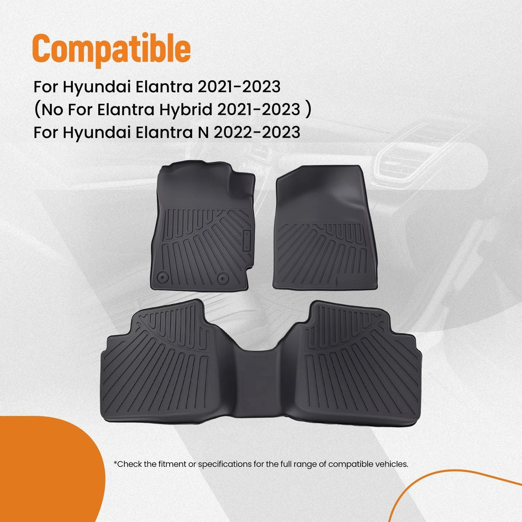 Set of 4 Anti-Slip TPE Rubber Floor Mats for Hyundai Elantra (2021–2026)