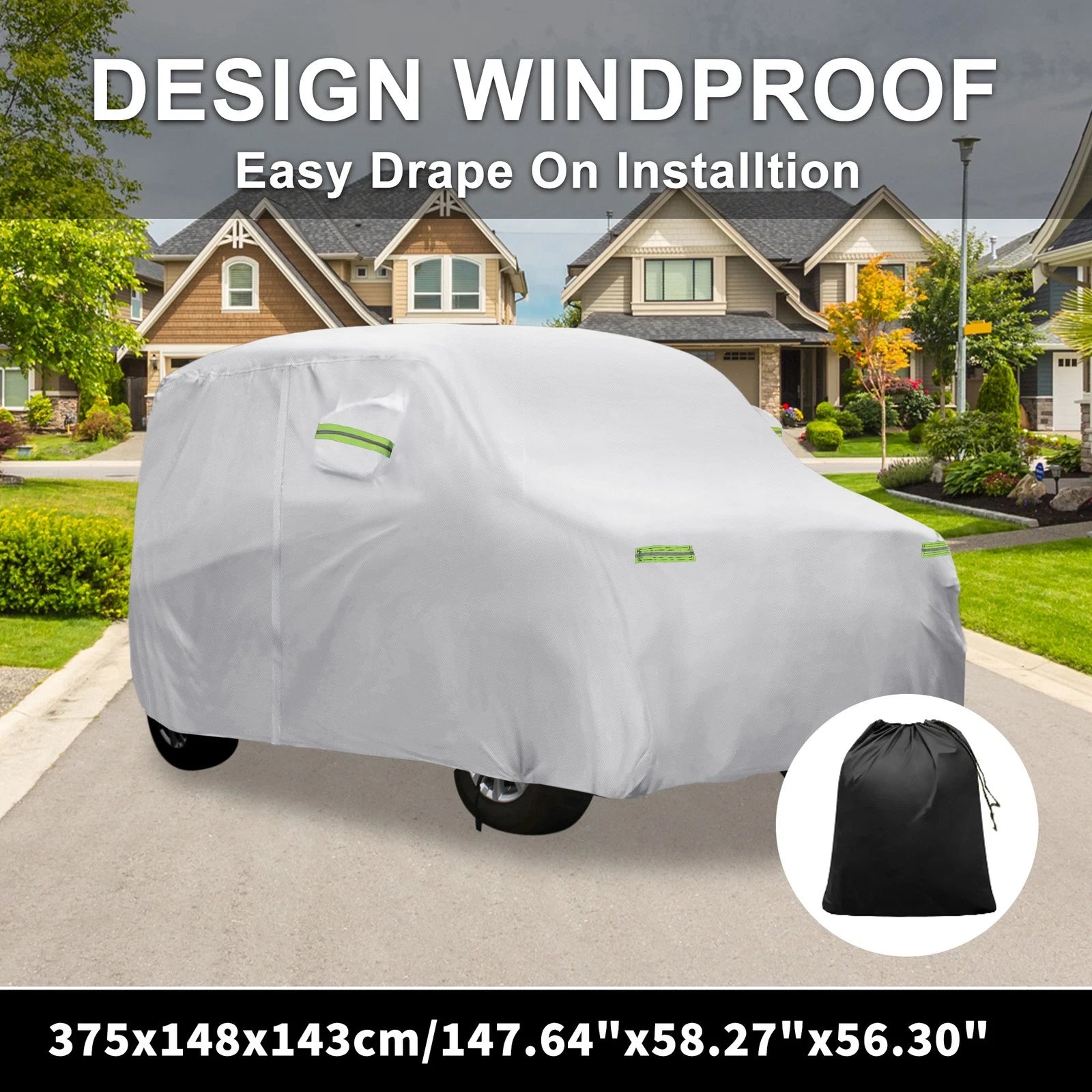 Waterproof Car Cover with Hook for Suzuki WagonR (375x148x143cm)