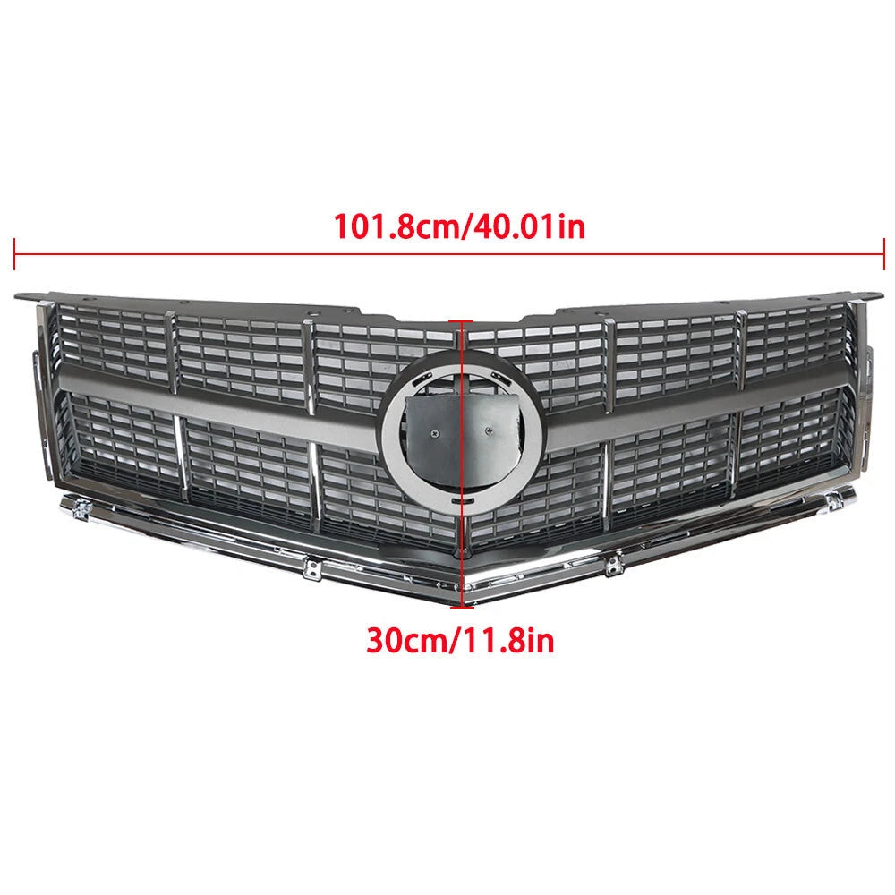 Set of 2 Front Upper Grille for Cadillac SRX (2010-2012) Black Chrome Honeycomb