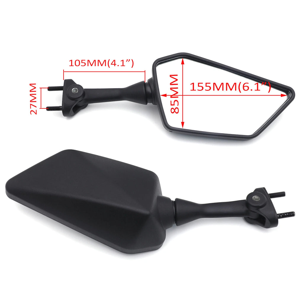 Set of 2 Black Rearview Side Mirrors for Kawasaki Ninja 250R EX250 (2008–2013)