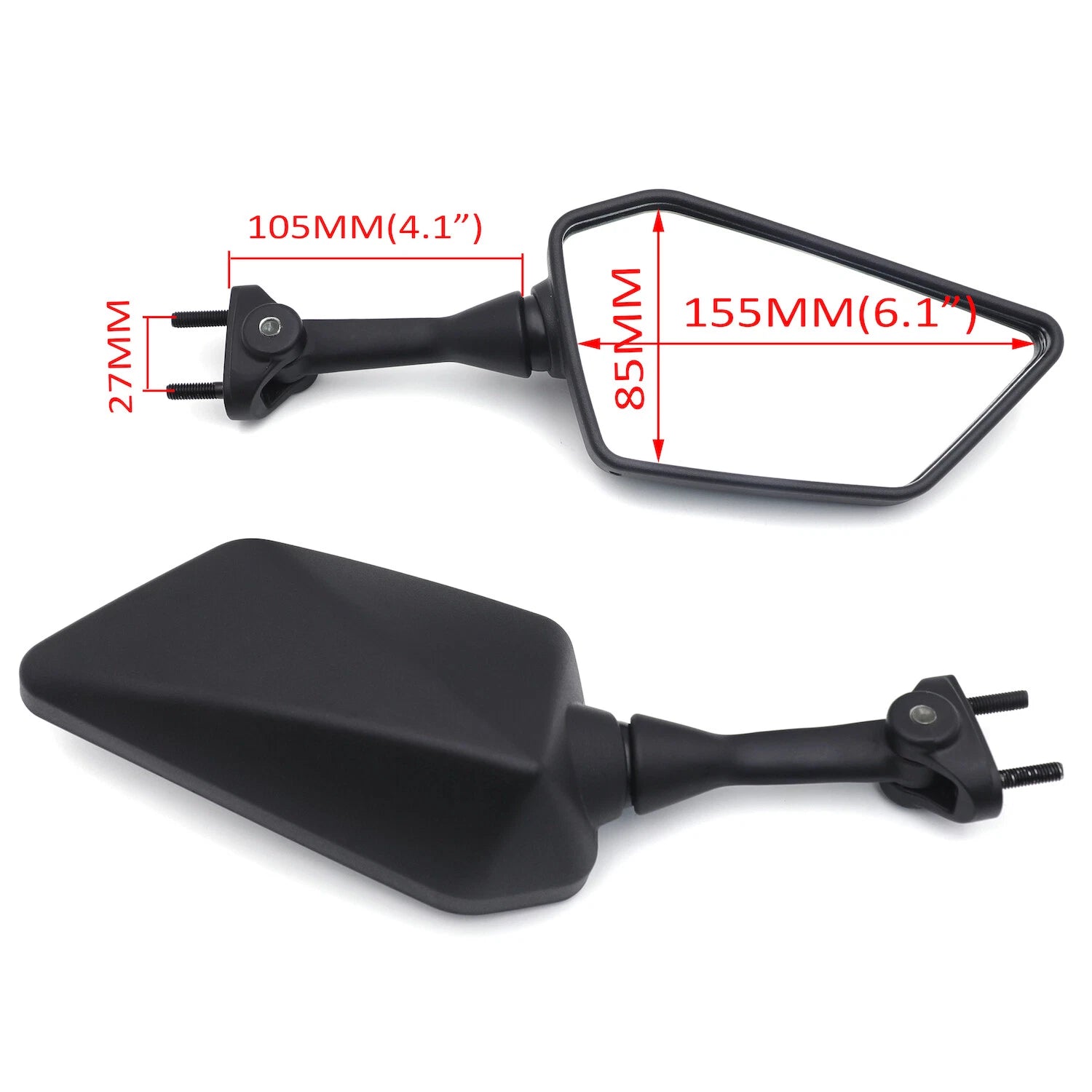 Set of 2 Black Rearview Side Mirrors for Kawasaki Ninja 250R EX250 (2008–2013)