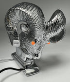 Universal Chrome Metal Ram Head Hood Ornament with Illuminated Eyes (General)
