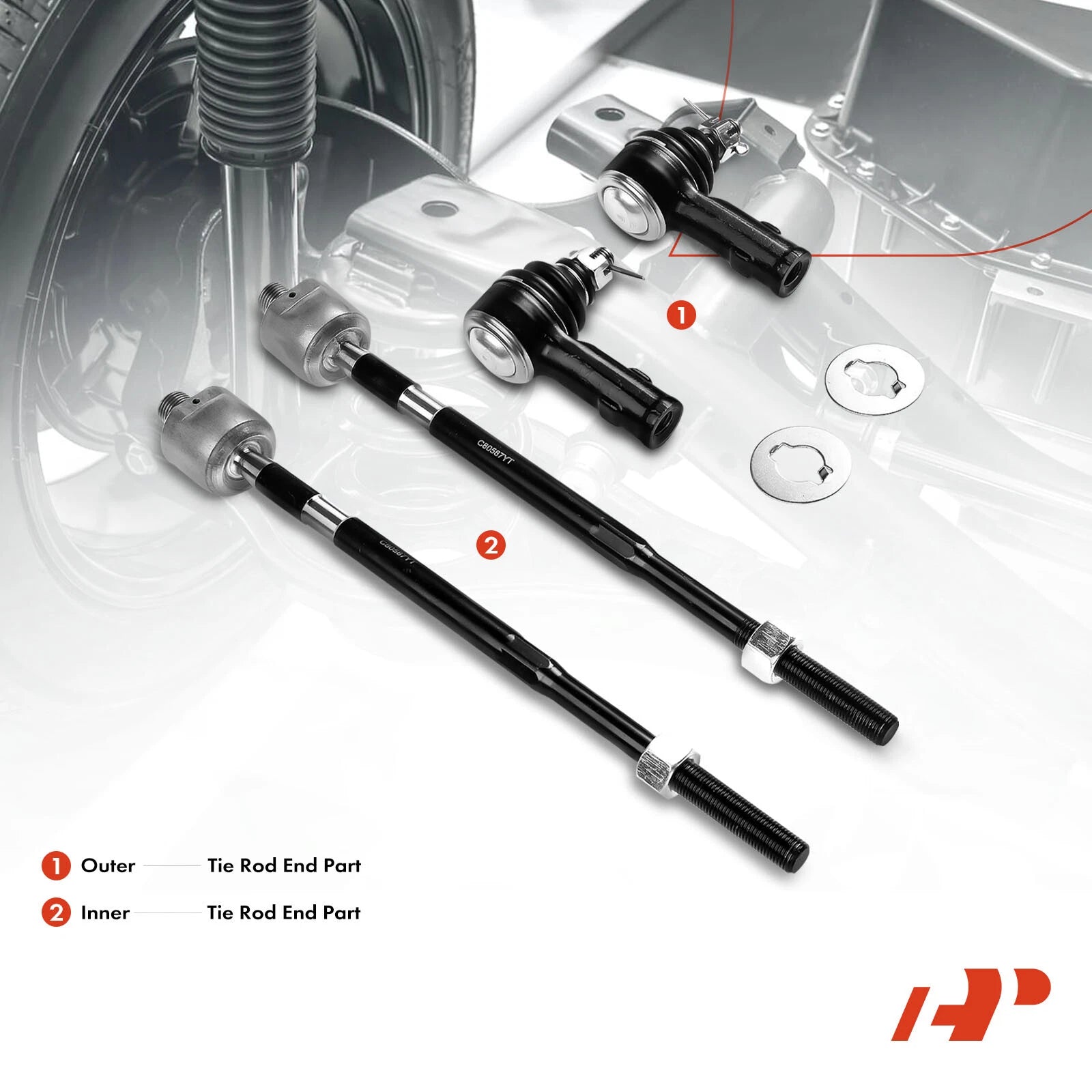 5X Front Rack and Pinion Tie Rod Kit for Mitsubishi Lancer (2002–2007)