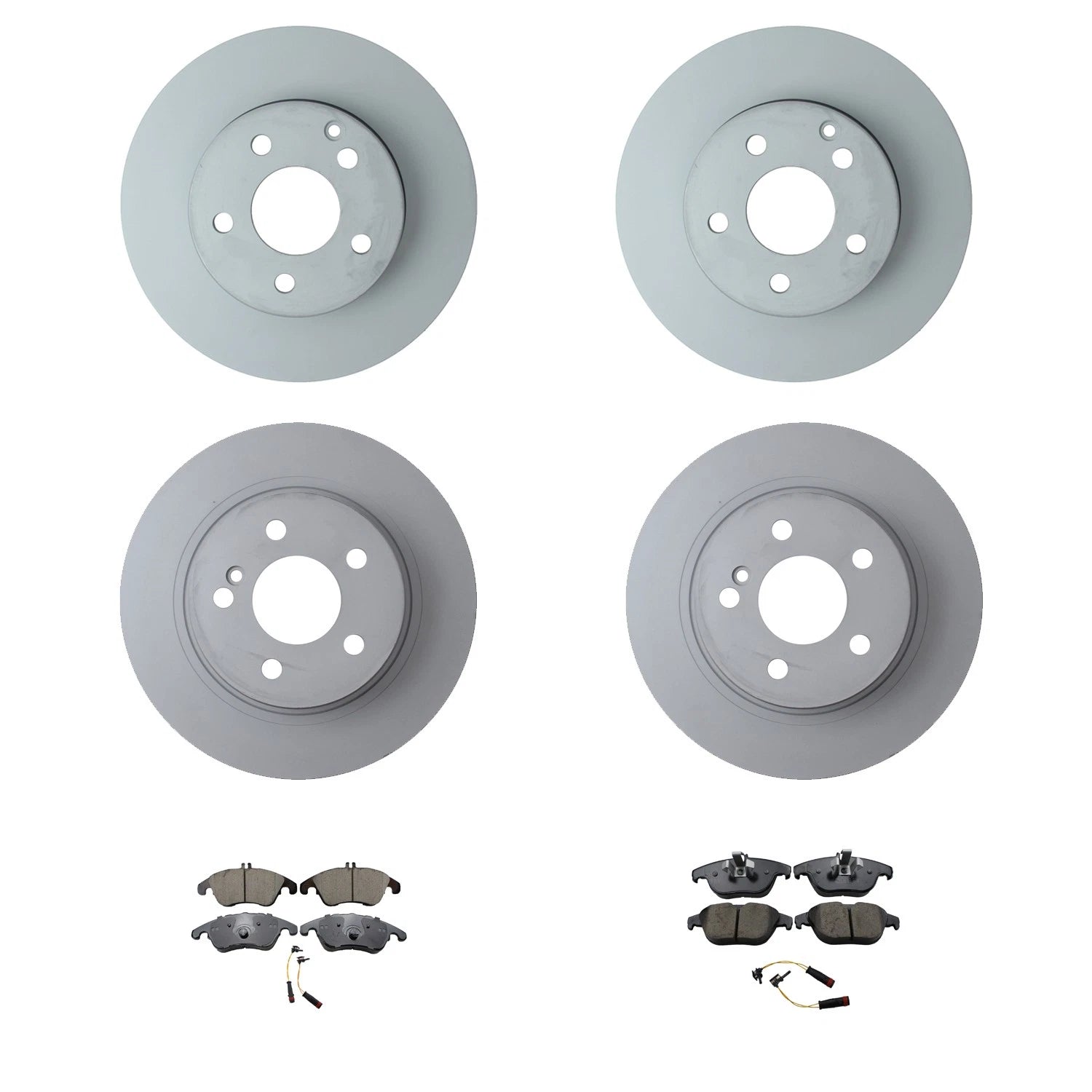 Set of 4 Disc Brake Rotors & Akebono Euro Pads for W204 C250 (2008–2015)