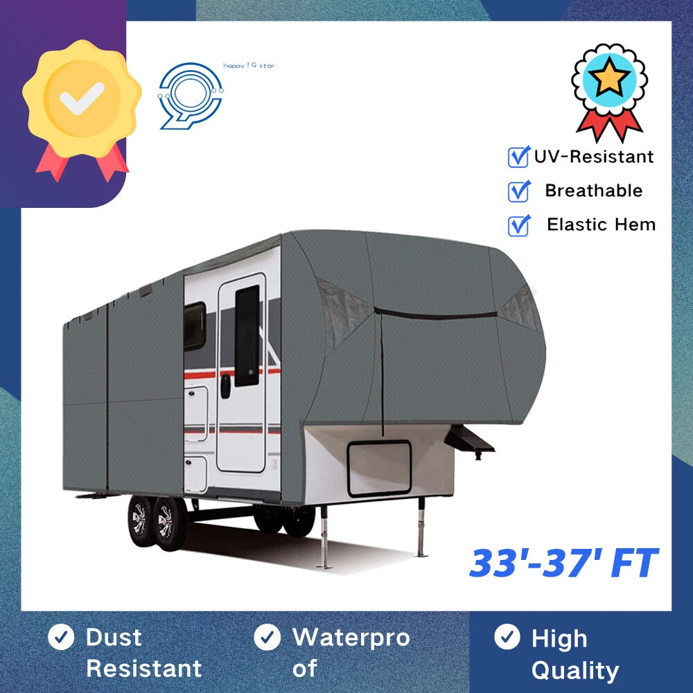 4-Ply Waterproof 5th Wheel RV Cover for Motorhome Camper (33'-37')