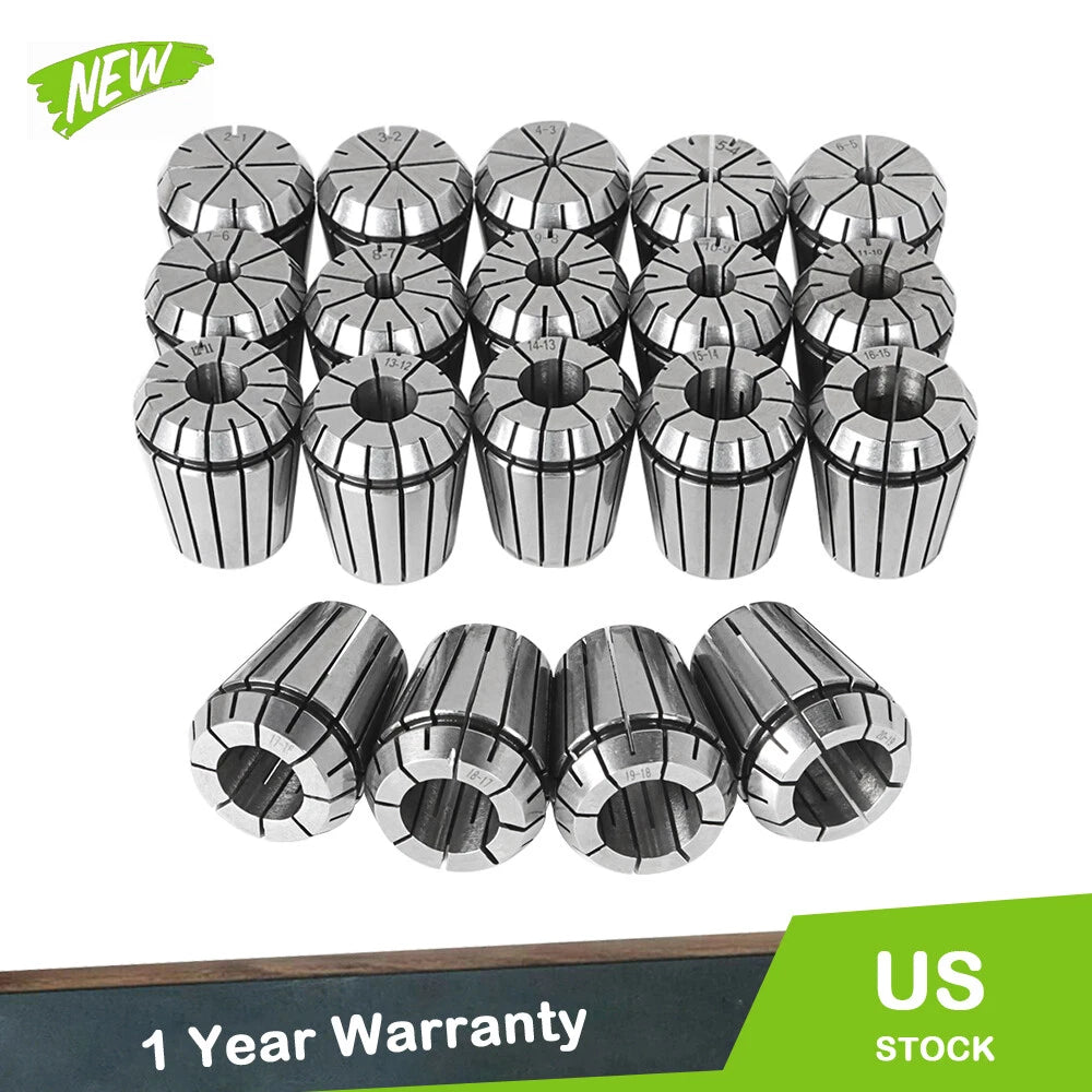 Set of 19 Precision Spring Collets for CNC Engraving Milling (2-20mm)