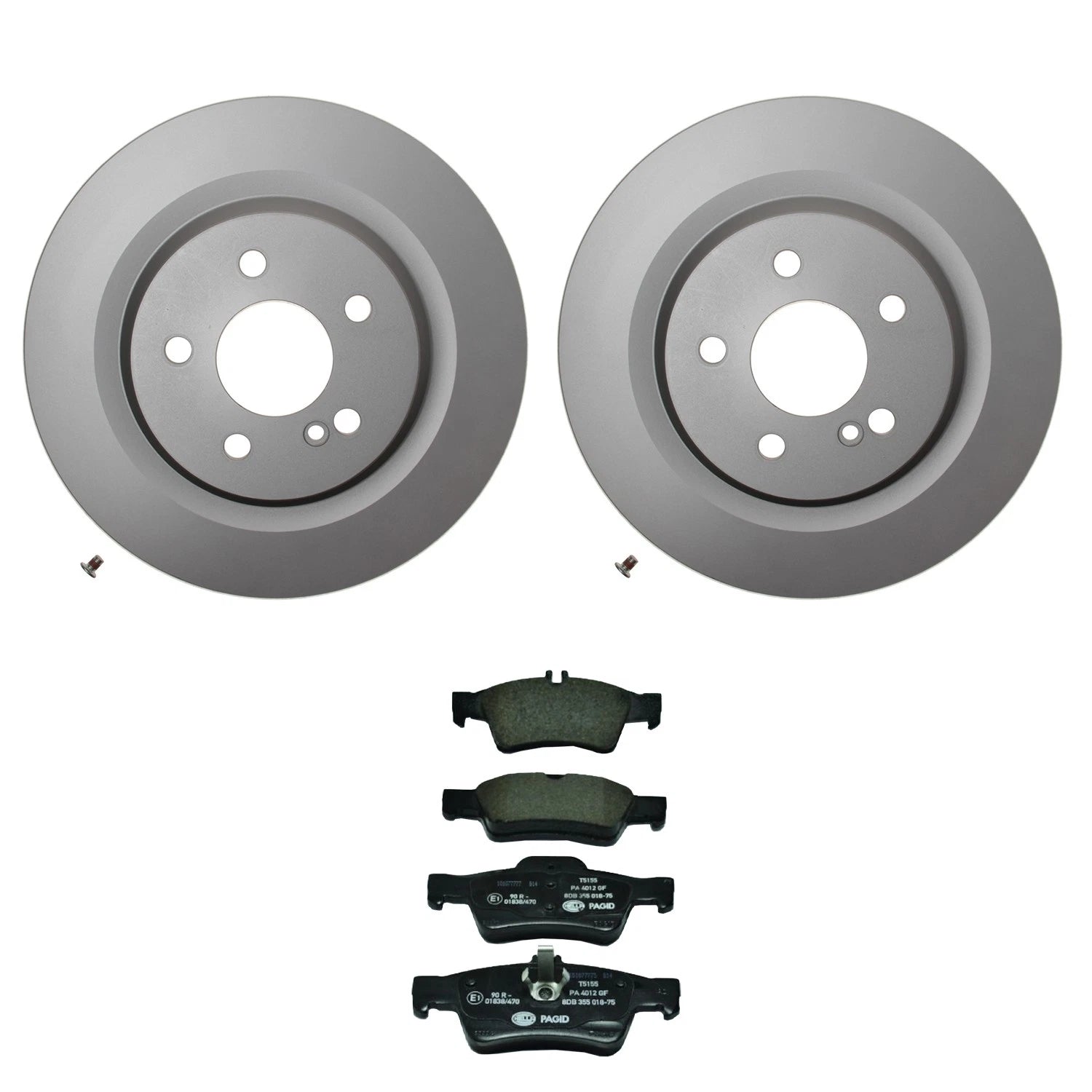 Rear Rotors & Low-Met Disc Brake Pad Kit for Hella C216 CL550 CL600 W221 S550 S600