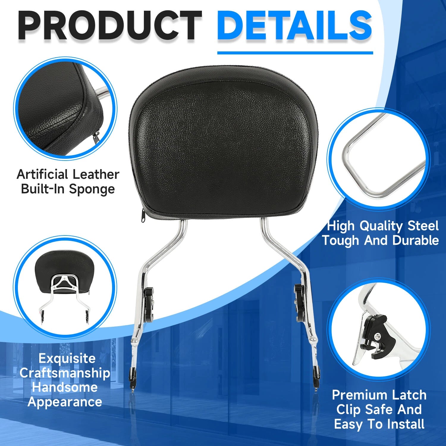 Detachable Backrest Sissy Bar for Harley Davidson Touring (2009–2026)