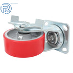 Set of 4 PU Casters 5" with Side Brakes 3200lbs Capacity