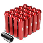 20Pcs Open-End Lug Nut Set M12x1.25 for J2 (7075 Aluminum, Red)