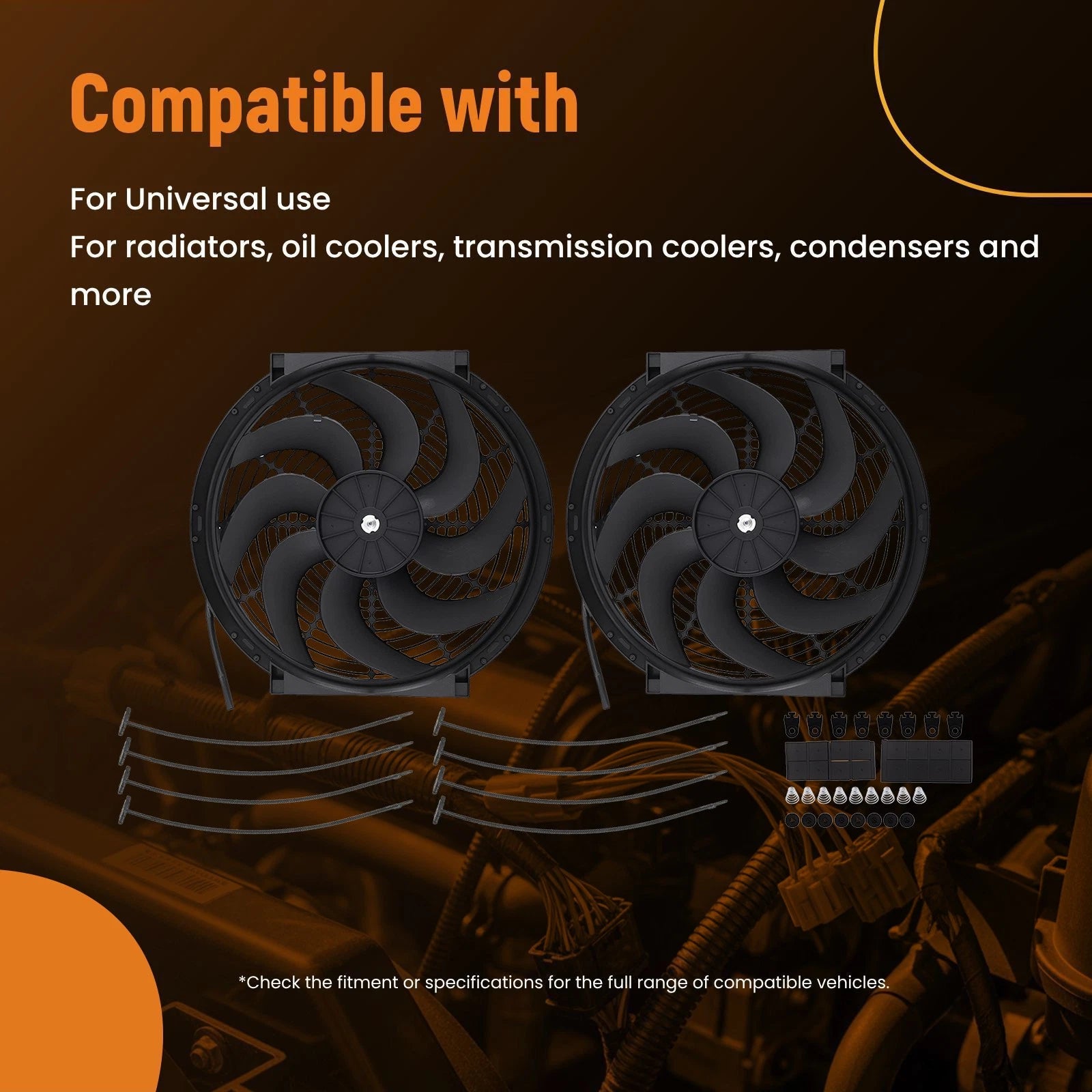 Cooling Fan Kit for Universal Radiator Oil Cooler (14 Inch)