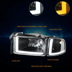 Switchback Dual L-LED DRL Headlights for Dodge Ram 1500-3500 (1994–2002)
