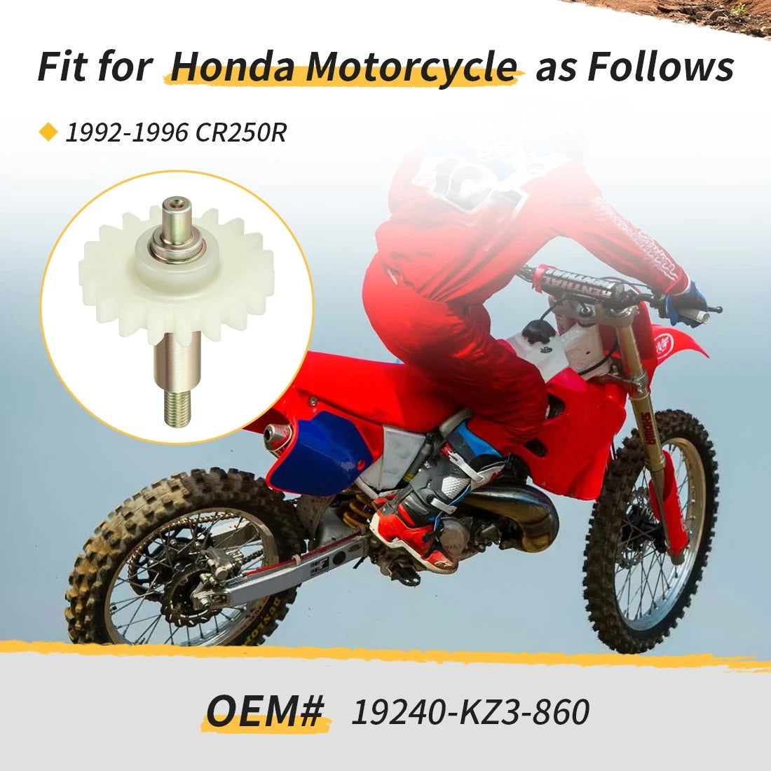 Water Pump Shaft Gear for Honda CR250R (1992–1996) 19240-KZ3-860