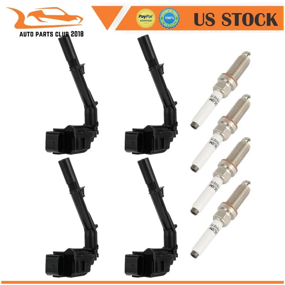 Set of 4 Ignition Coils and 4 Spark Plugs for Mercedes-Benz CLA250 GLC300 (2014–2020)