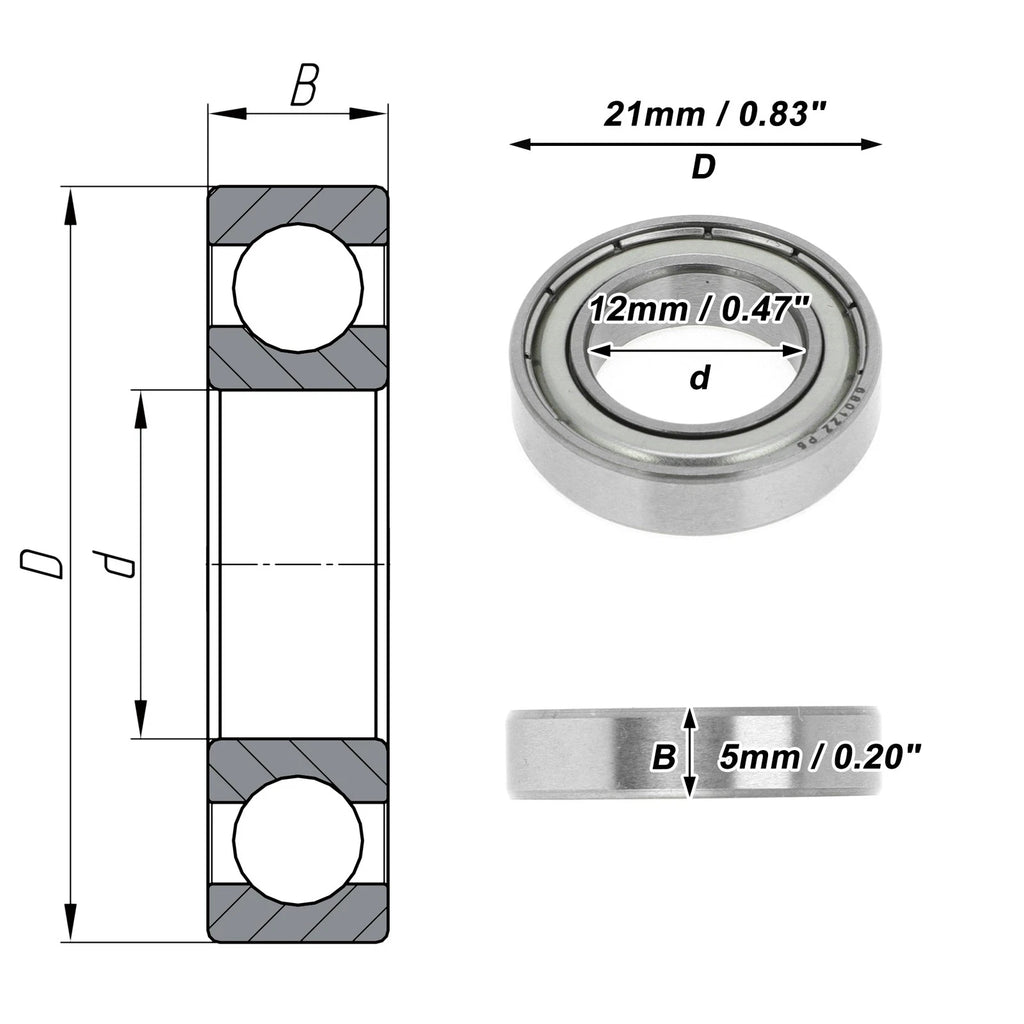 6801ZZ Deep Groove Ball Bearing for Scooter Skateboard Wheel (P5)