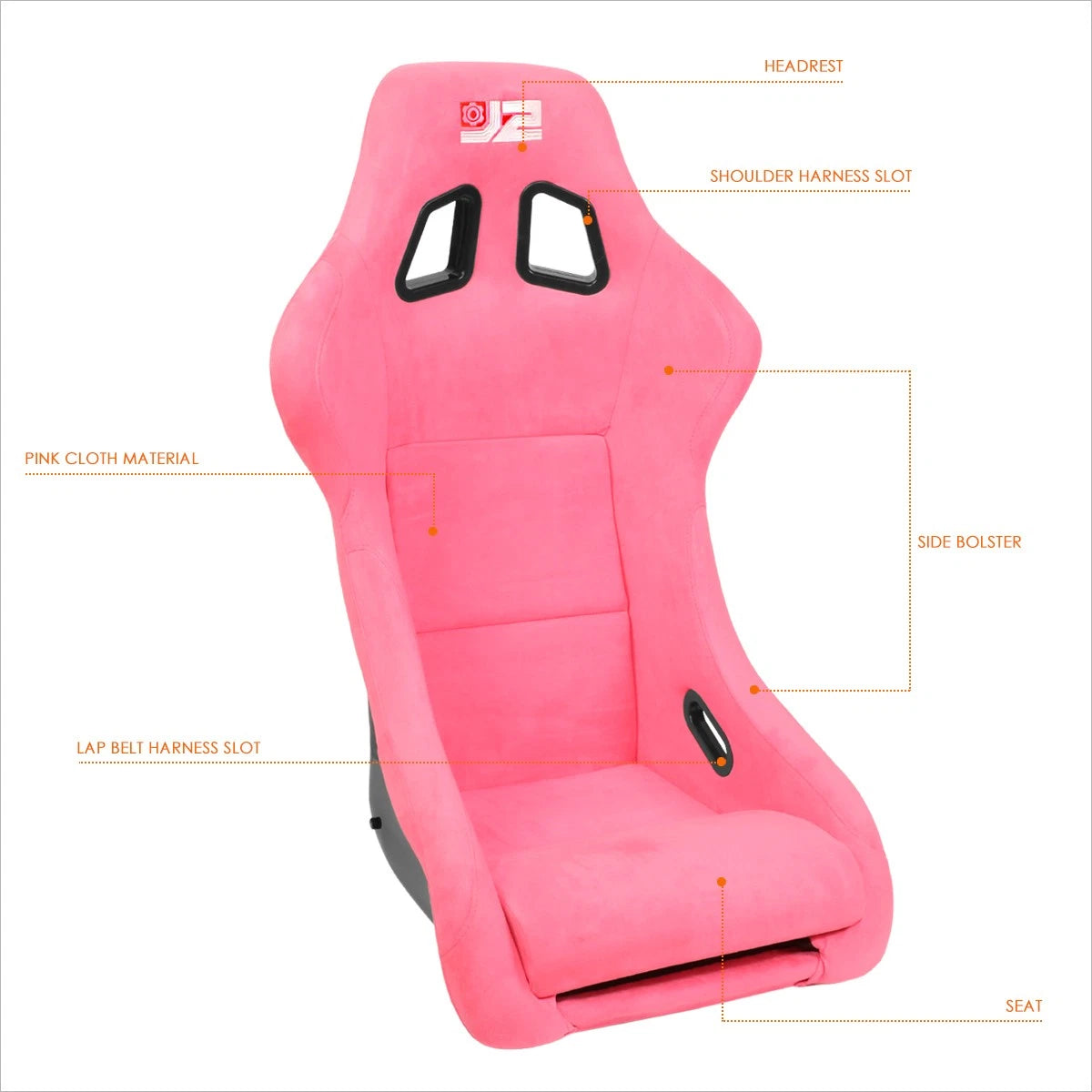 Pair of J2 Medium Size Racing Bucket Seats for Universal Fit (Fiberglass)